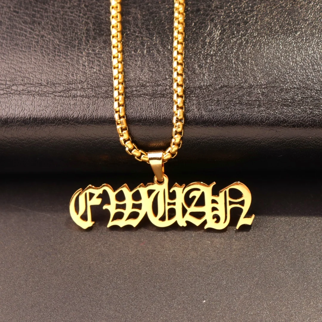 Personalized Custom Name Necklace Stainless Steel Jewelry Mens Gold Box Chains Nameplate Pendant Chokers Love Gift