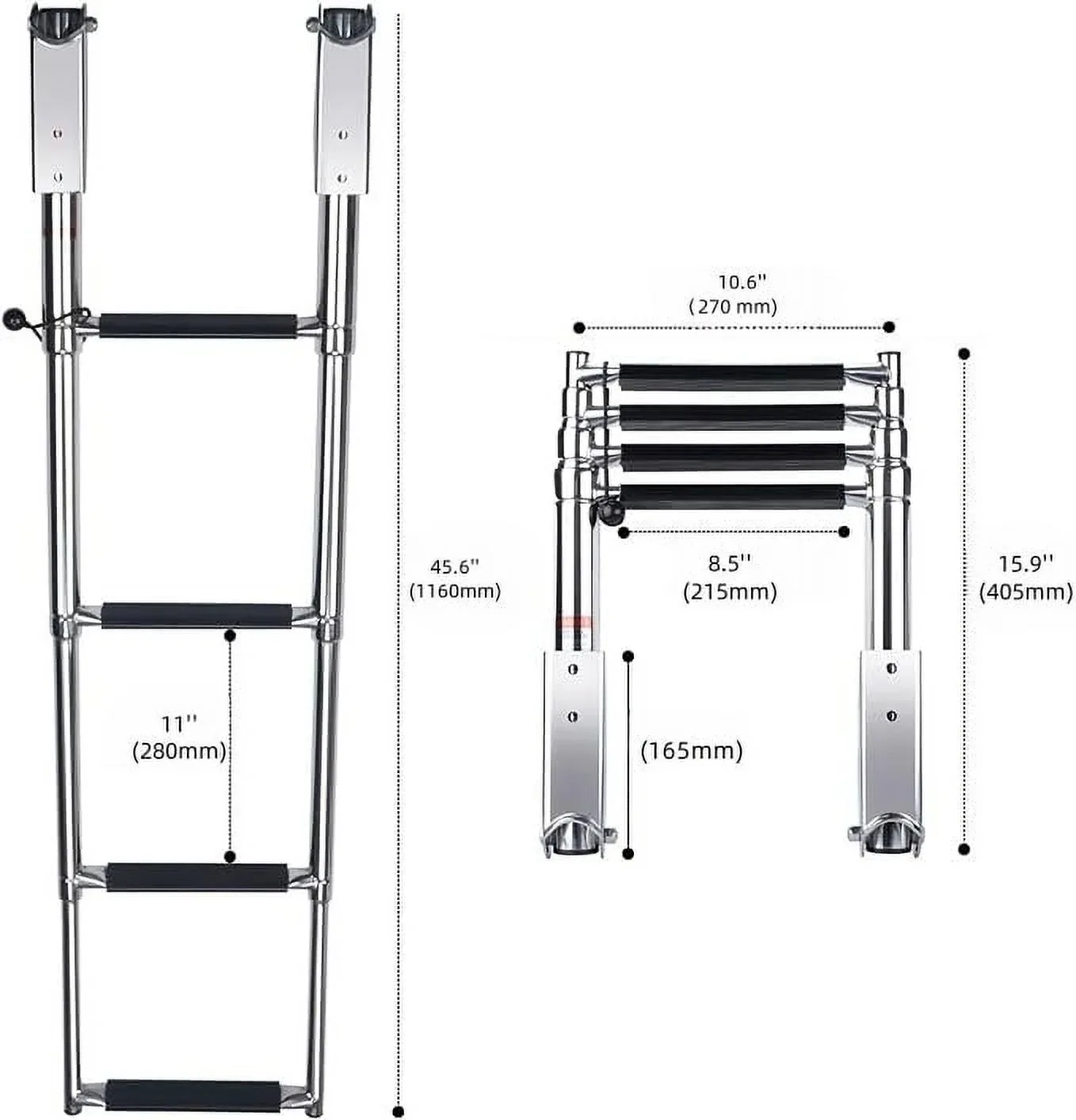 Boat Telescopic 4 Step Ladder,Stainless Steel Swim Platform Telescoping Ladder,Extendable Step for Boat