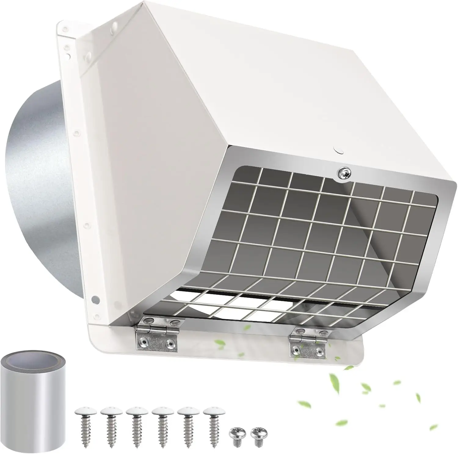 

6 Inch Wall Vent Hood with Screen & Damper, Exterior Dryer Cover for House Range Hood Laundry Bathroom Fan Duct