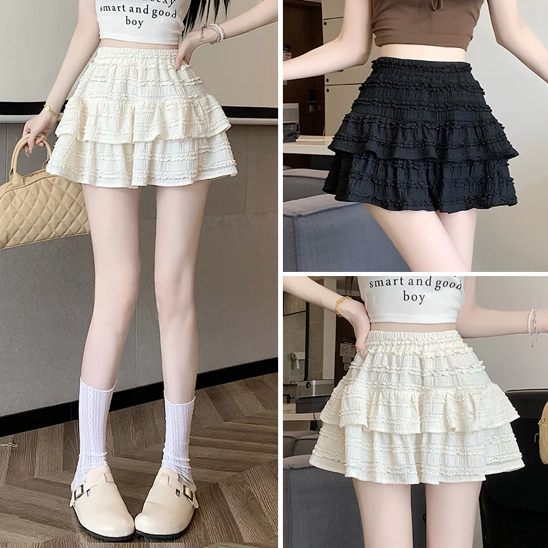 

Cake skirt fluffy short skirt 2024 new spring/summer girl style high waisted elastic waist half body ballet skirt for women