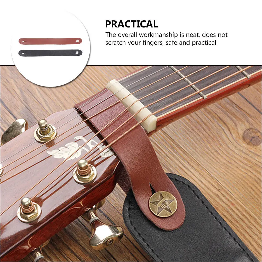2Pcs Guitar Neck Strap Easy to Use Classic Color Economical Portable for Folk Guitar Neck Fixing Strap Adapter