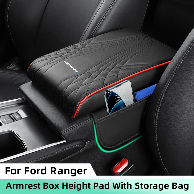 Almofada de altura da caixa do apoio de braço do carro com saco de armazenamento esponja almofada de altura para ford ranger t9 raotr apoio de braço central proteger suporte de almofada