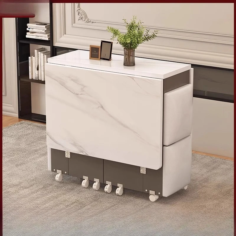 

Folding Dining Table Household Small Apartment New Removable Retractable Dining Table Rectangular With Wheels Simple Eating