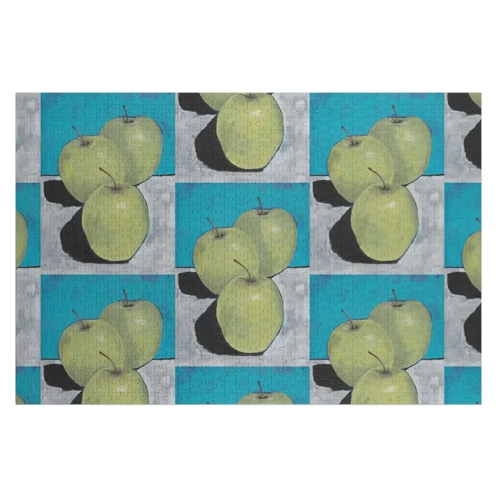 

Green apples on blue. Jigsaw Puzzle Works Of Art Personalized Toy Jigsaw Custom Puzzle