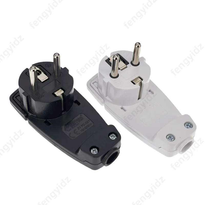 2 pièces prise coudée Schuko blanche plate, prise plate Schuko 250 V (16 A), prise Schuko, prise Schuko plate, prise ue
