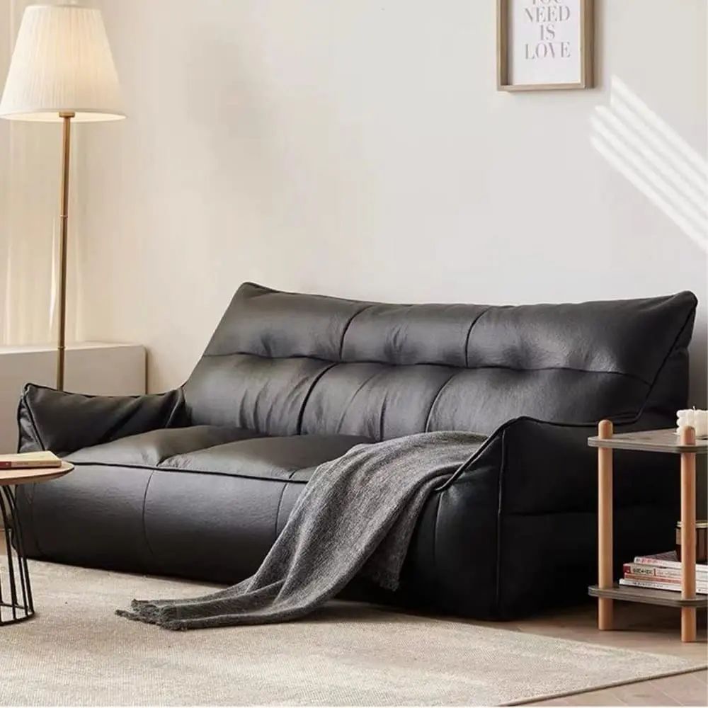 #3-Seat Faux Leather Bean Bag Cover, Lazy Sofa, Sectional Couch, Chaise Lounge, Frameless Living Room Furniture, Customized