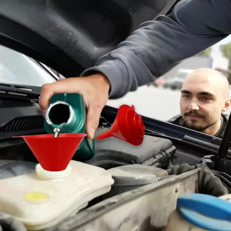 5Pcs Automotive Plastic Funnel Set Wide Mouth Fuel And Oil Multi-use Flexible Right Angle Funnels For Water Coolant And Engine