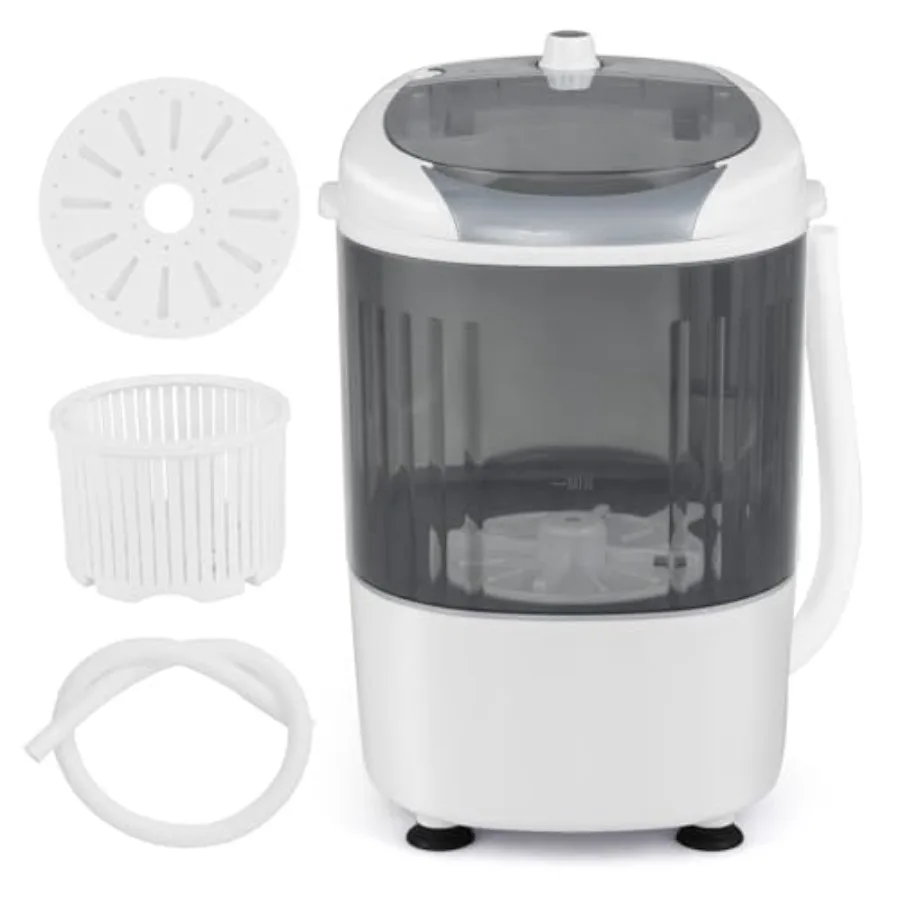 

Compact 5.5 lbs Semi-Automatic Mini Washer and Dryer Combo with Drain Hose and Spin Tub for Small Spaces Ideal for RVs Apartmen