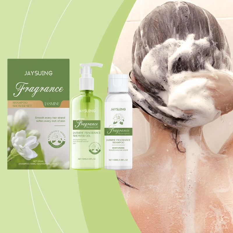Kit de Champú y Baño para Mujer con Aroma a Jazmín, 100 ml, 2 Piezas, Limpieza Corporal, Nutrición de la Piel, Cuidado Hidratante del Cabello