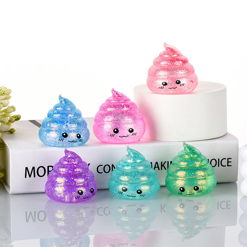 Novelty Squishy Maltose Poop Stress Pinch Glitter Slow Rebound Stretch Squeeze Fidget Office Home Decoration Pressure Ball Gifts