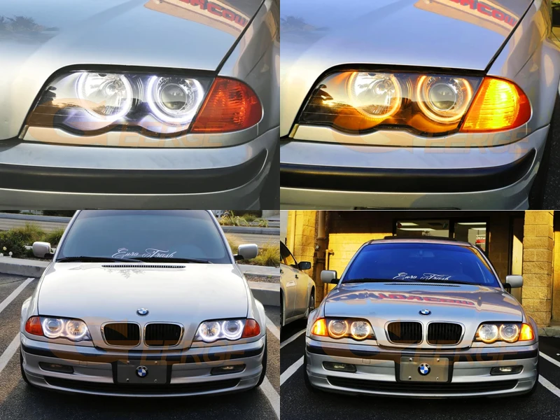 For BMW E46 Coupe Convertible 1999 2000 2001 2002 2003 Ultra Bright Day Light Turn Signal SMD LED Angel Eyes Kit Halo Rings - view 6