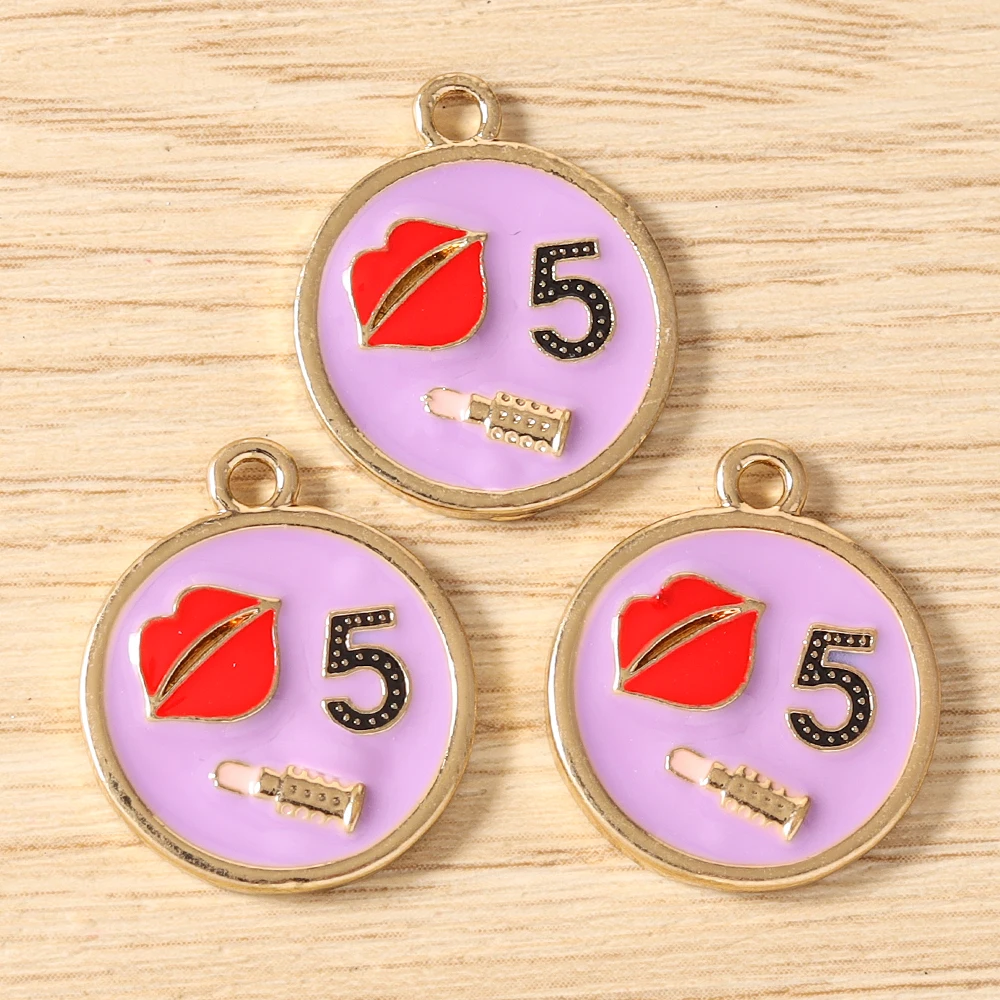 Tusember 10 Stück/Set Niedliche Emaille-Lippenstift-Anhänger für die Herstellung von Ohrringen, Halsketten, Armbändern, DIY-Schmuckzubehör – Detail 5