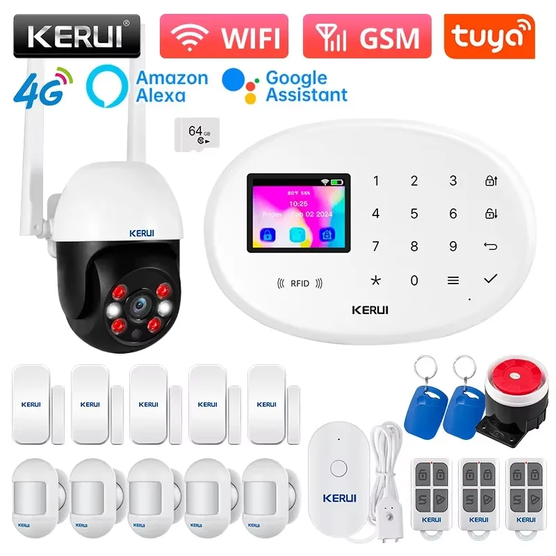 

KERUI WiFi 4G GSM Tuya Smart Home Security Alarm System W204 Anti-theft Alarm 433MHz Control PIR Sensor Detector Burglar