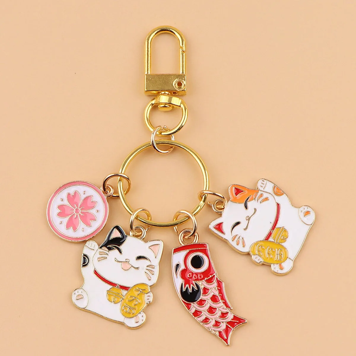 Kawaii Cartoon Cat Key Ring Motorcycles Cars Students Bag Backpack Chaveiro Koi Carp Key Fobs Fashion Keychain Gifts Friends