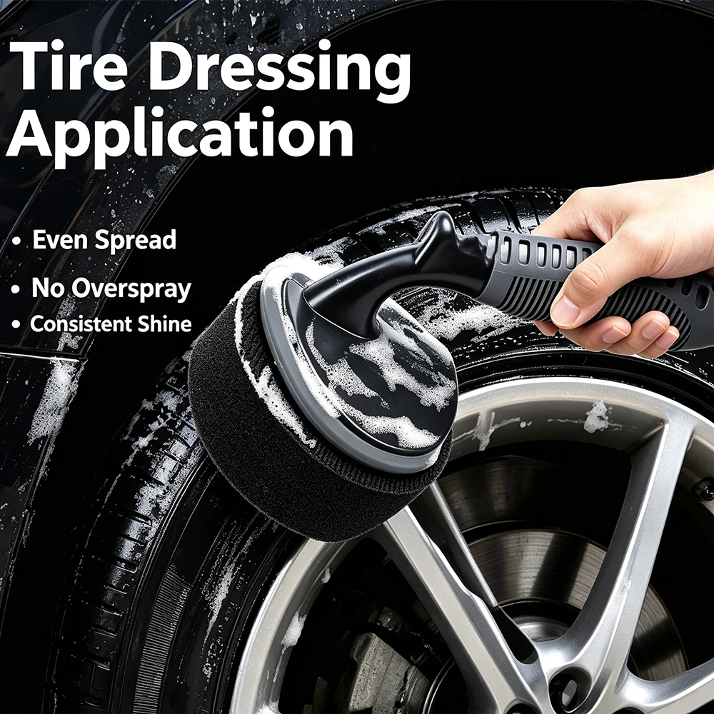 Car Specific Curved Tire Wax Sponge Brush Polishing Brush Replaceable Sponge Multi-Functional Waxing Cotton Brush