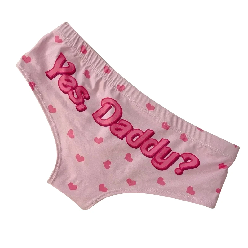 Yes Daddy-ropa interior con estampado de dibujos animados para mujer, bragas con patrón de amor, Tanga Sexy de elevación de cadera, calzoncillos