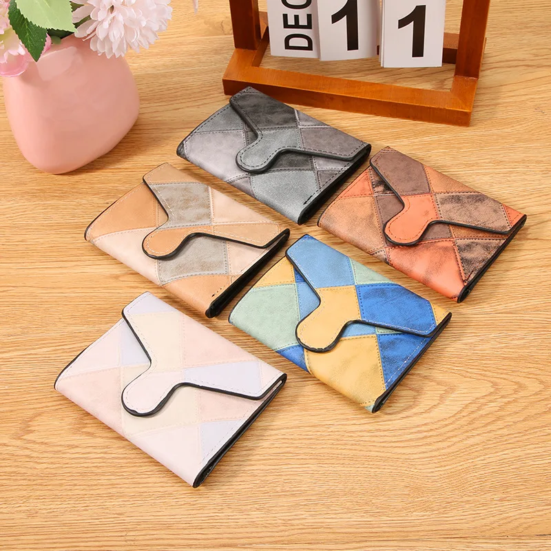 

Женская сумочка, короткий кошелек из воловьей кожи, мини-кошелек в клетку