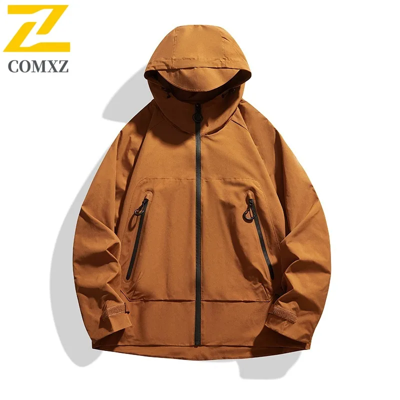 

COMXZ 2025 Мужская и женская куртка для пар, модная повседневная свободная посадка, универсальное уличное пальто, осень-весна, модный уличный стиль