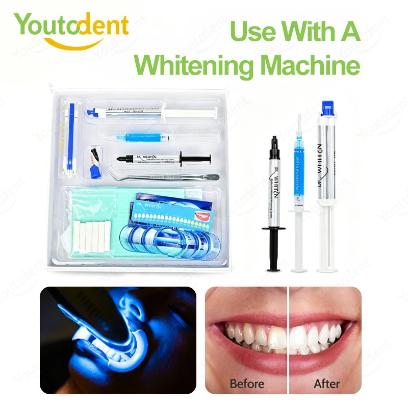 Dental Teeth Cold Light Whitening Gel 35% Hydrogen Peroxide Bleaching Agent Professional Dental Double Tube Syringe Pen