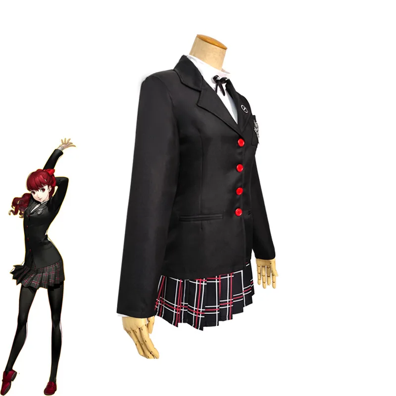 Game Persona 5 Amamiya Ren Kasumi Yoshizawa Cosplay Men Women School Uniform Unisex Halloween Costume Party Black Uniform Set