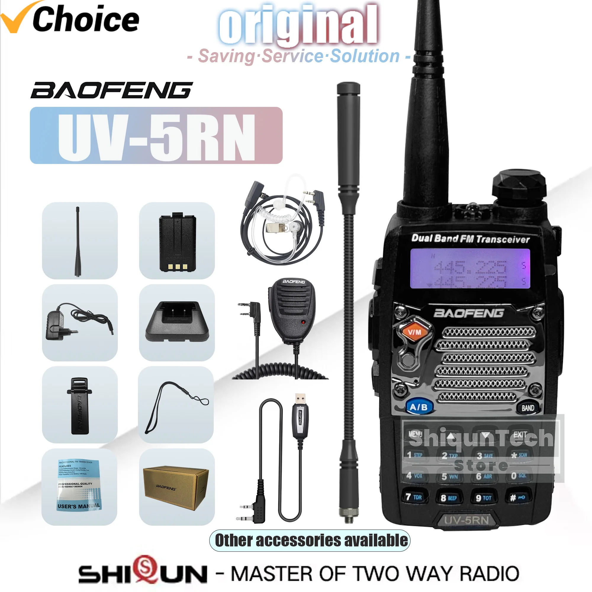 Baofeng UV-5RN 8W Walkie Talkie High Power 2800mAh Large Capacity 128 Channels VHF UHF FM LED Flashlight Upgrade of UV-5RA Radio
