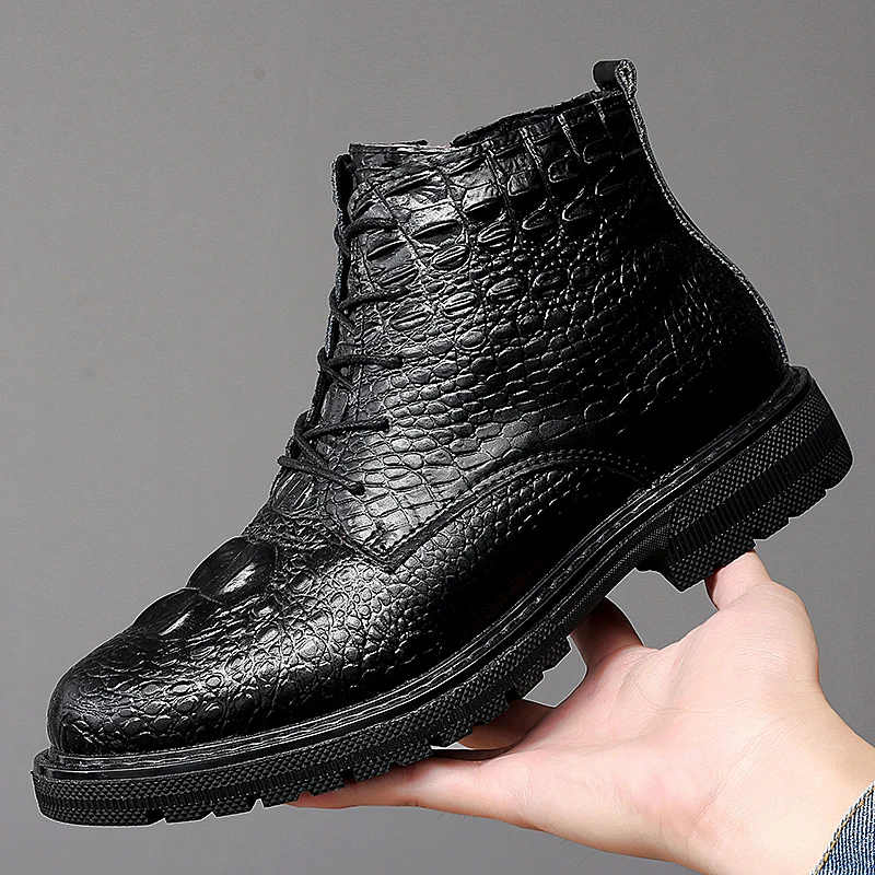 

Winter Men's Shoes 37 Size Genuine Leather High Top Leather Shoes British Business Casual Cotton Leather Shoes Fleece Lined