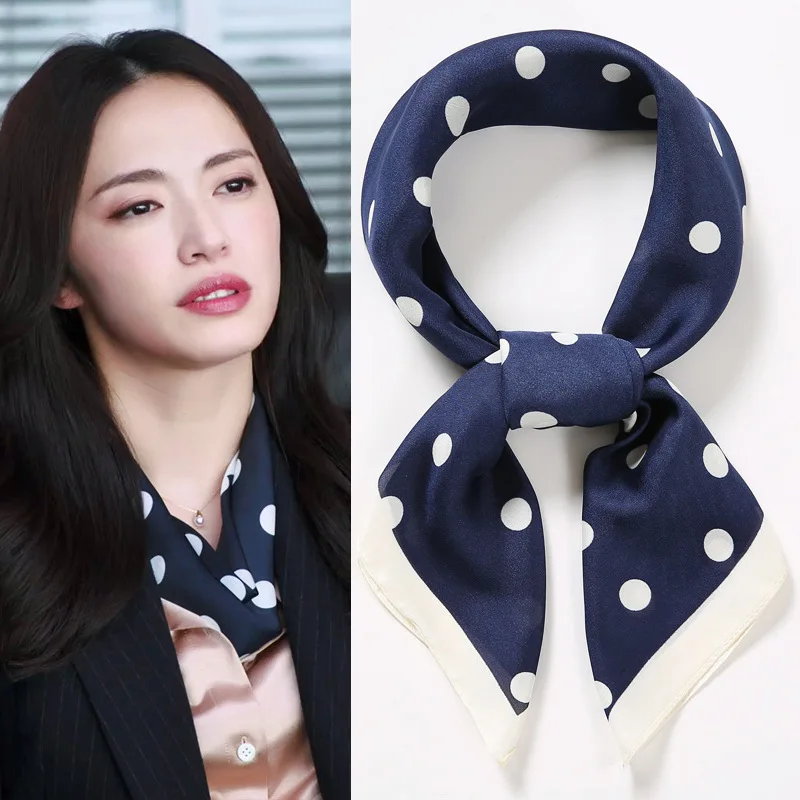 Fashion Print Skinny Silk Neckerchief Luxury Design Square Scarf for Women Soft Satin Scarves Bag Ribbon Female Foulard Hairband