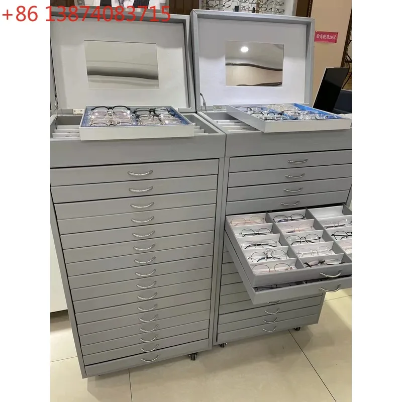 Flip cover with mirror glasses leather display case, storage display