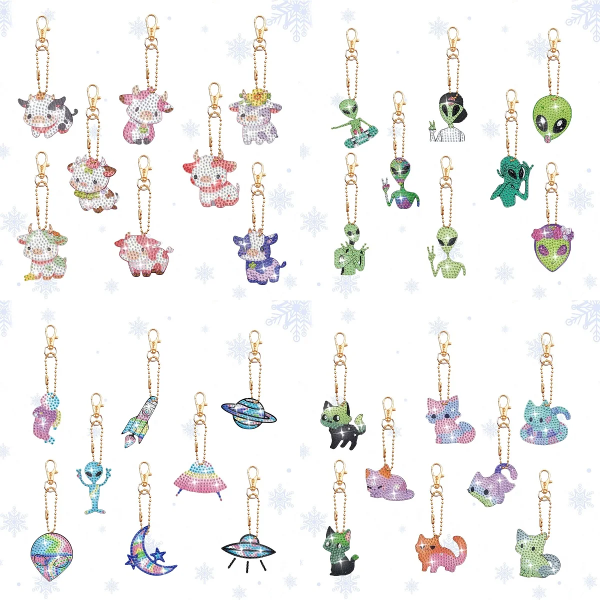 8 Sets DIY Tiermuster Doppelseitige Diamant-Malerei-Sets Acryl-Schlüsselanhänger für Geburtstagsgeschenke