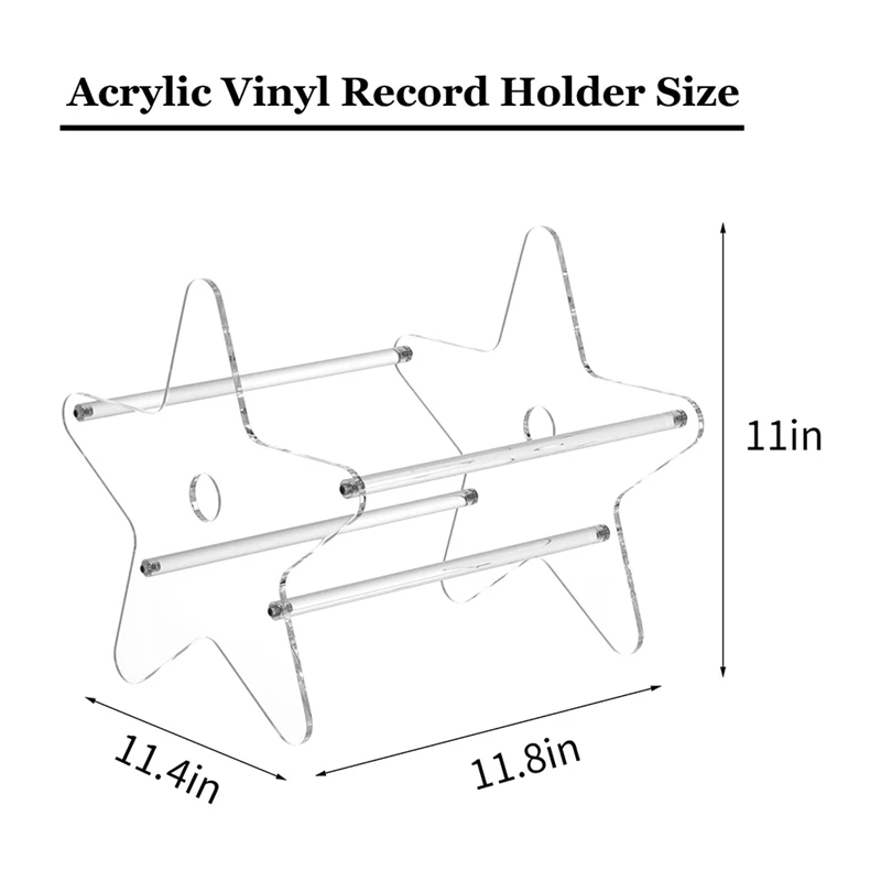 Clear Vinyl Record Storage Holder - Record Display Stand For Albums 12 Inch Acrylic Desktop Vinyl Shelf Holds 50 Lps
