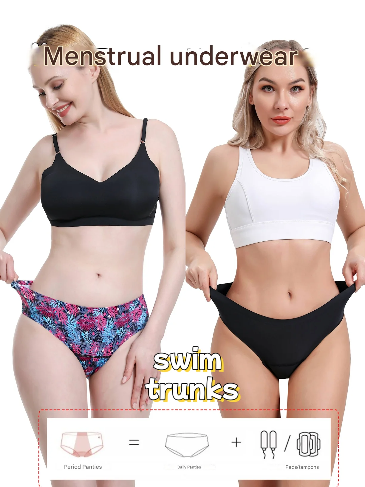 4 layer leak-proof  absorbent swim trunks  heavy flow women menstruation bikinis  teens menstrual incontince  swim trunks