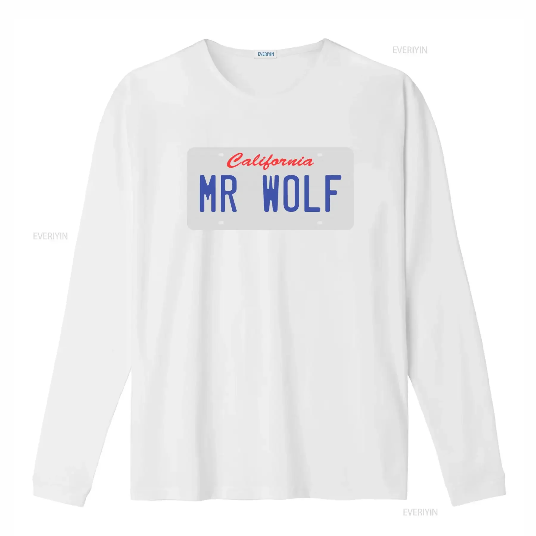 California Mr Wolf License Plate Design T Shirt for Fashion Casual vintage Washed streetwear Breathable designer clothes view 4