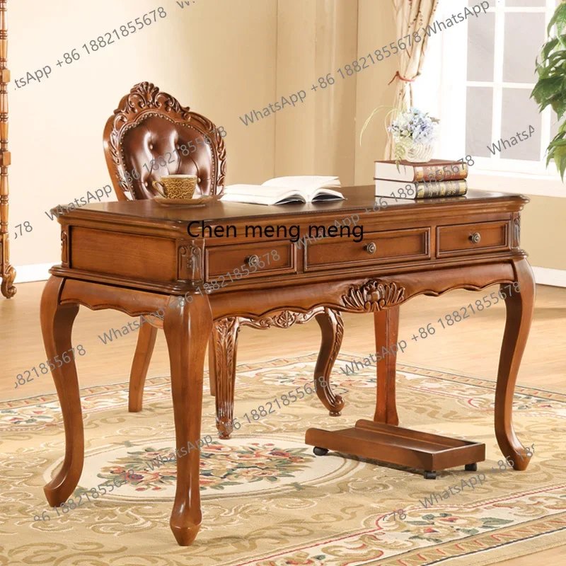 European solid wood desk computer desk household, American bedroom antique desk R