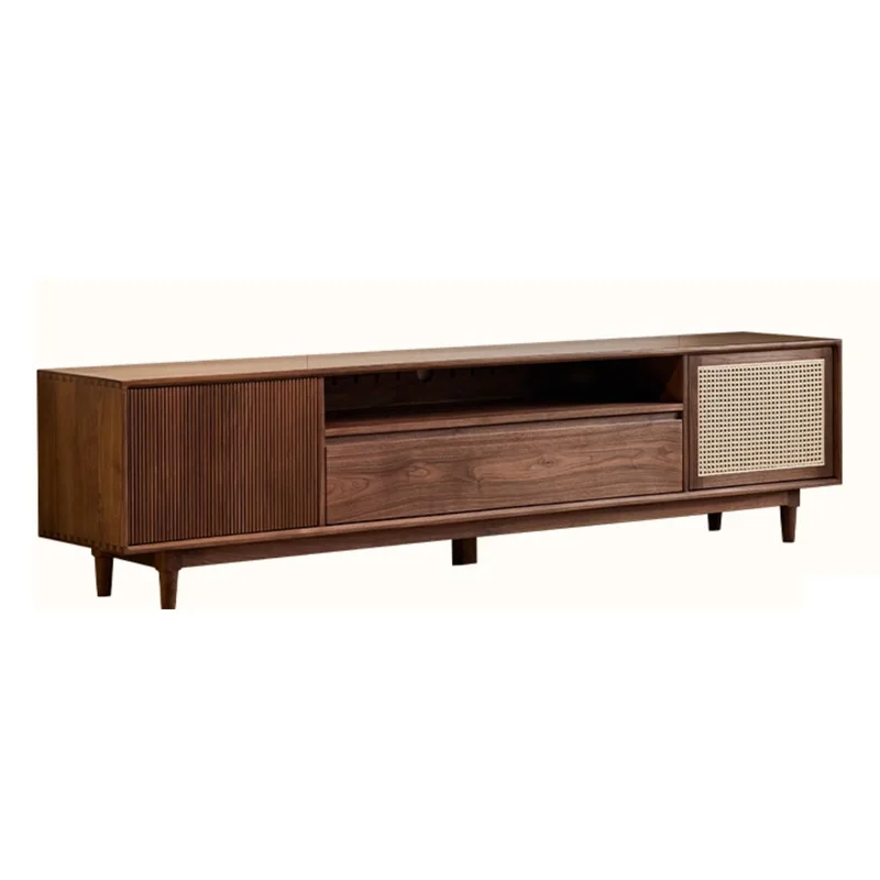 Black walnut TV cabinet, cherry wood ash wood white oak retro solid wood living room storage cabinet household