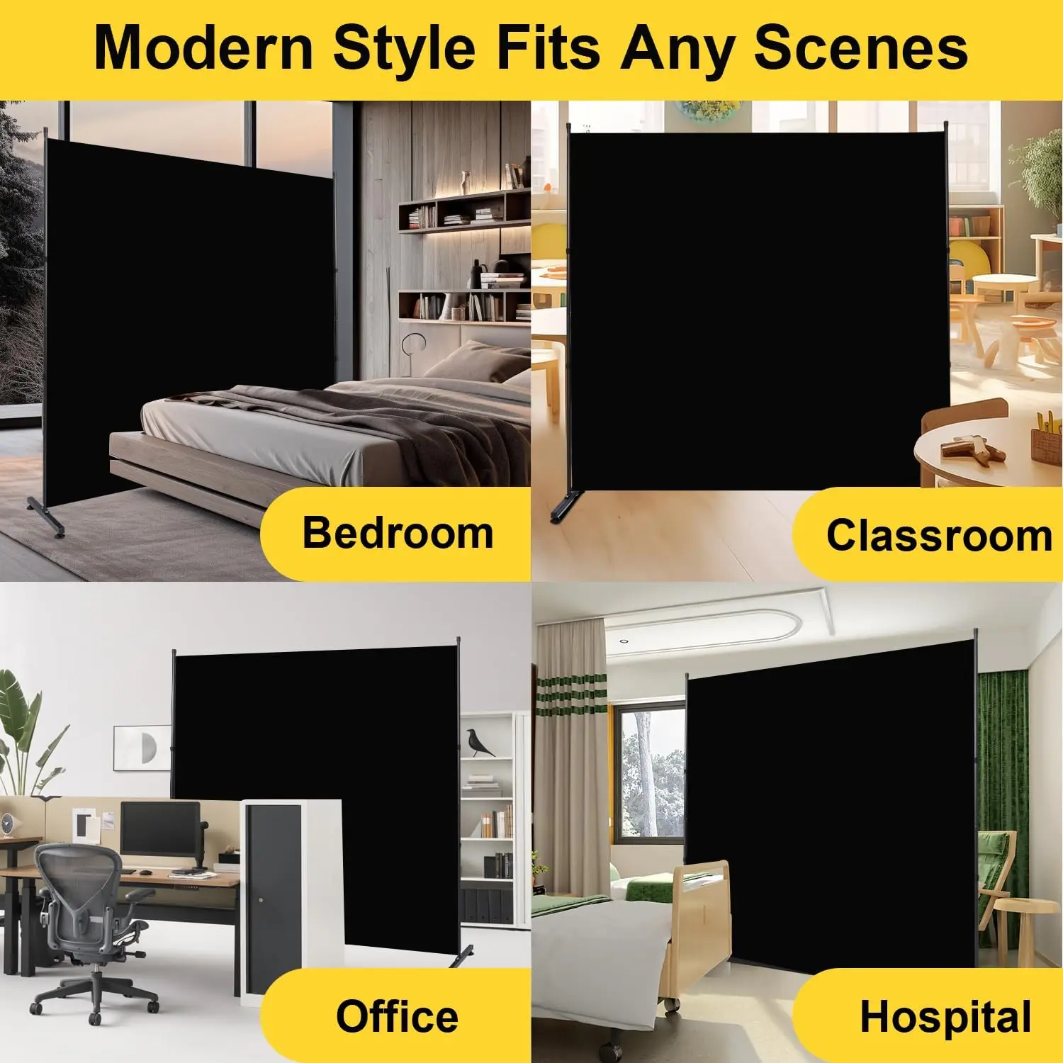 6FT Single Panel Privacy Screen, 71'' Wide Fabric Room Divider for Indoor Separation, Portable Freestanding Wall