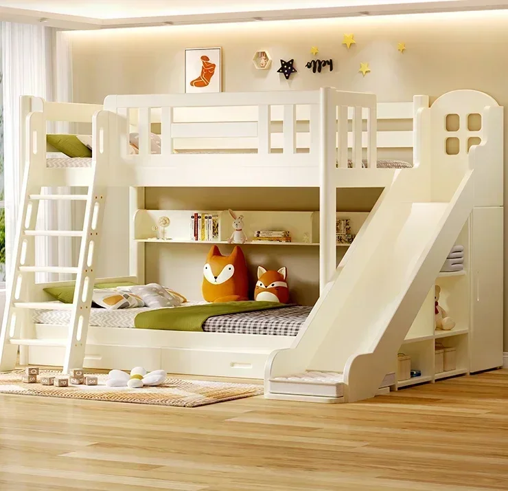 Simple adult bunk bed, high and low mother and child bed, small unit elevated bed, two-story children's slide bed