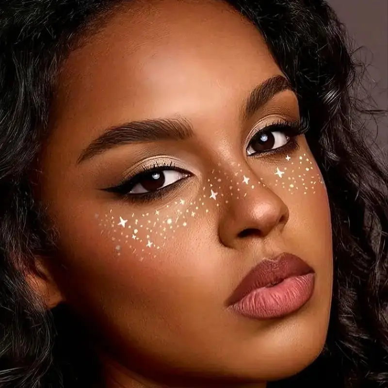 10 قطع يتوهج البريق المؤقتة الوشم بريق النمش الوجه الوشم ماكياج بريق البقع بقع للماء الوشم ملصق #5