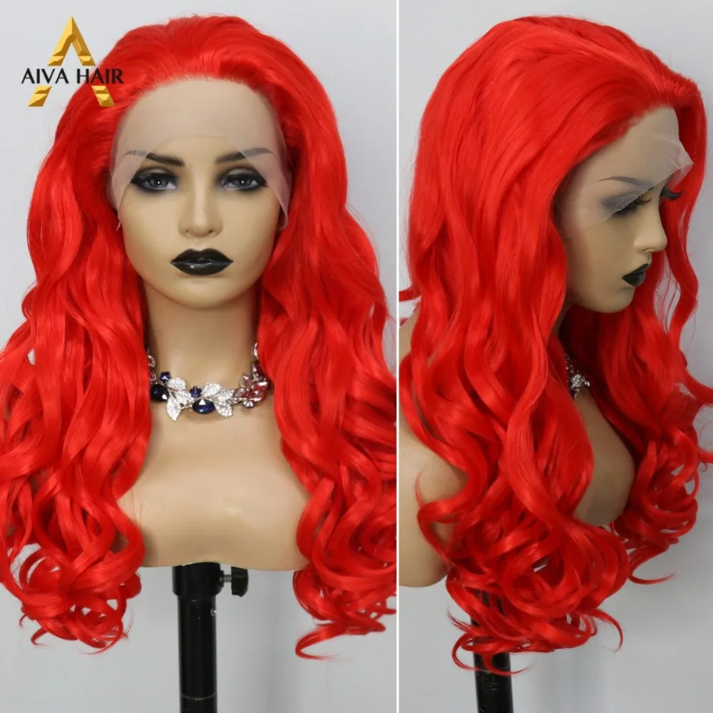 

AIVA New Body Wave Lace Front Wig Drag Queen Transparent 13x4 Lace Front Wigs for Woman Highlight Red Preplucked Heat Resistant