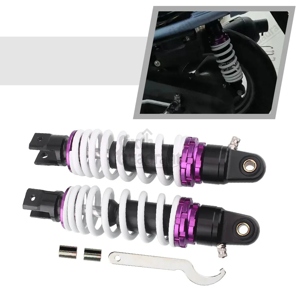Amortiguadores Morados/Blancos para Motocicleta, 1 Par, 265 mm, para YAMAHA SUPER JOG ZR, para HONDA, YAMAHA JOG 3KJ, dio50, 60, 90, 100
