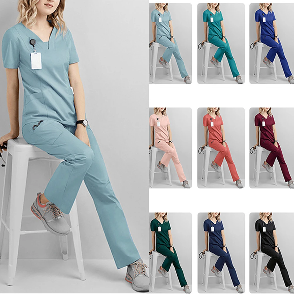 ensemble-de-tenues-chirurgicales-d'ete-pour-femmes-pour-medecins-infirmieres-salons-de-beaute-dentistes-vetements-de-travail-a-manches-courtes-tenue-chirurgicale-pour-hopitaux-veterinaires