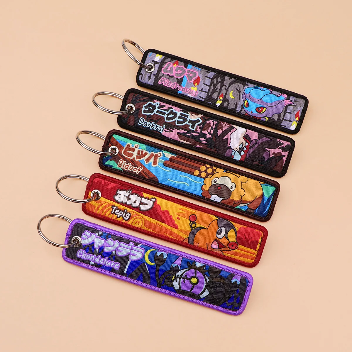 Cute Anime Game Embroidery Key Fobs Cartoon Monster Key Tags Keychains for Motorcycles Cars Key Rings Accessories Gifts 1pcs