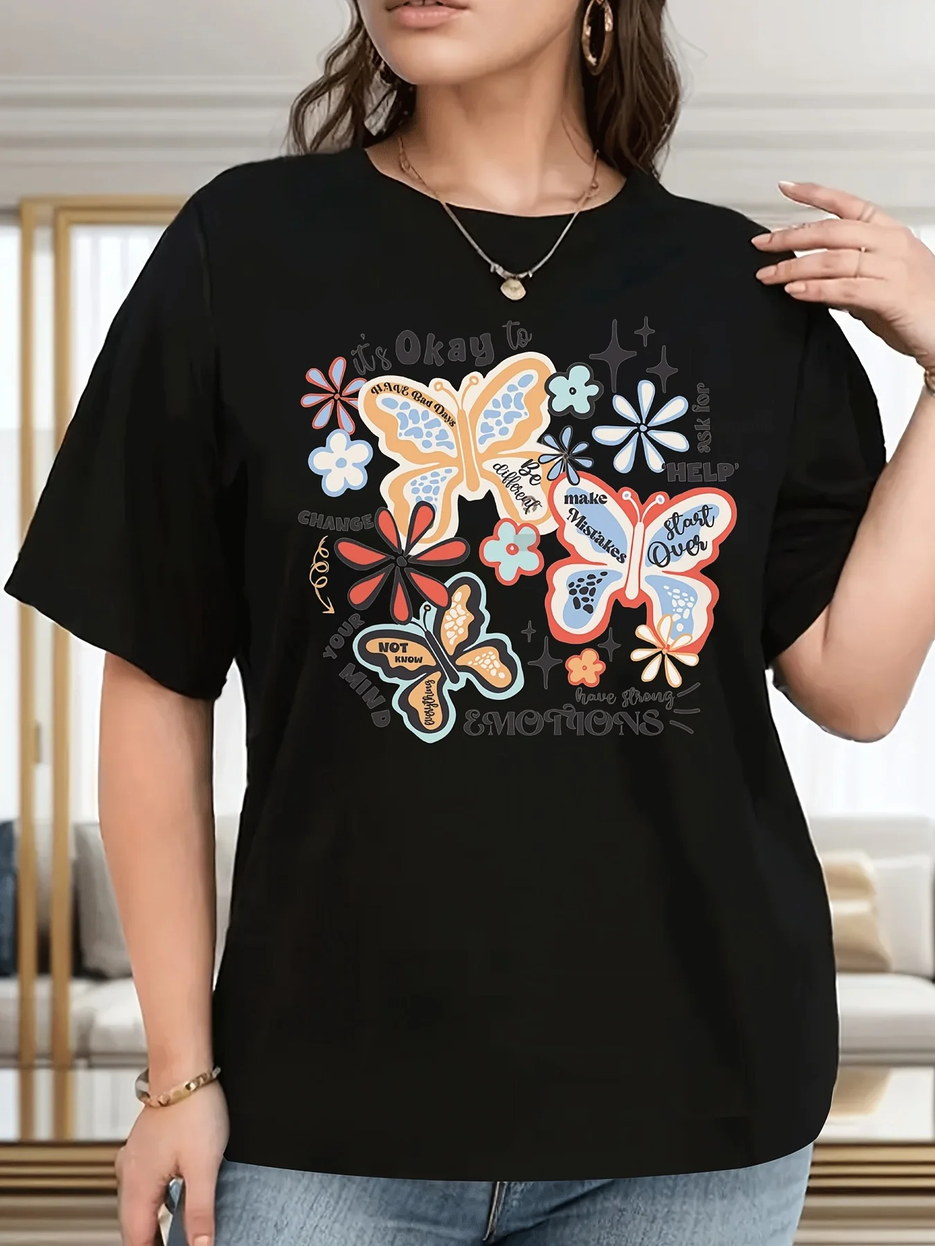 Women'S with Colorful Butterfly Floral Design - 