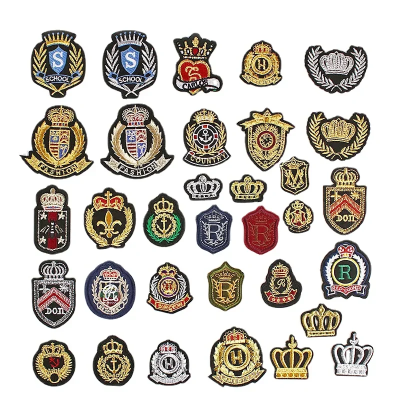 50pcs/Lot Luxury Anime Embroidery Patch Anchor Gold Silver Badge Crown School Clothing Decoration Accessory Craft Diy Applique