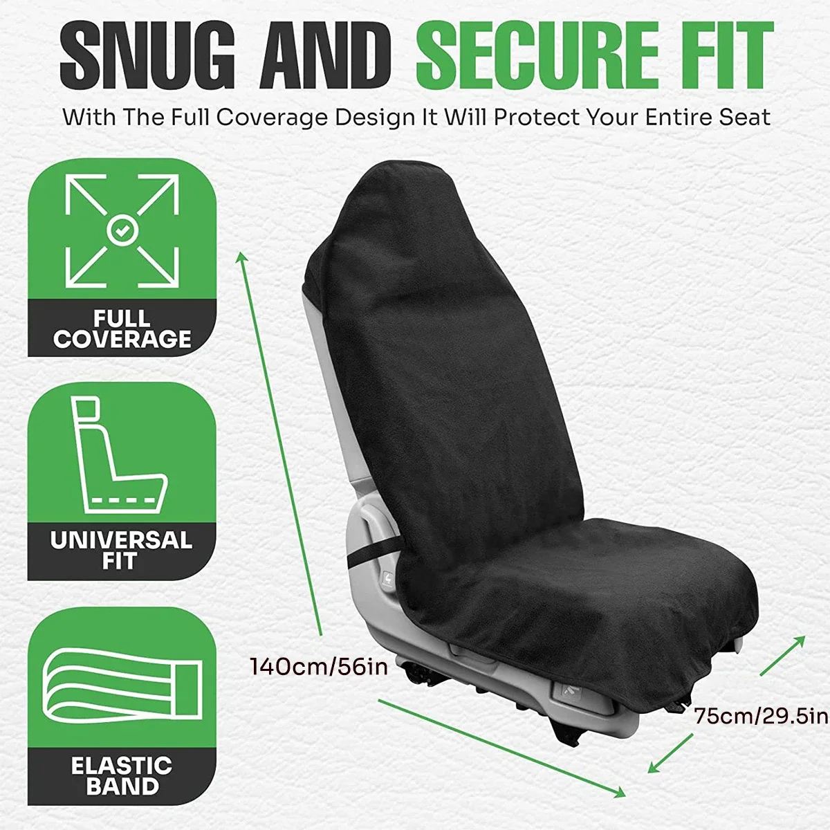 1Pcs Car Seat Cover Universal Auto Breathable Cushion Waterproof Towel Cloth Car Seat Protector with Adjustable Elastic Strap image 3