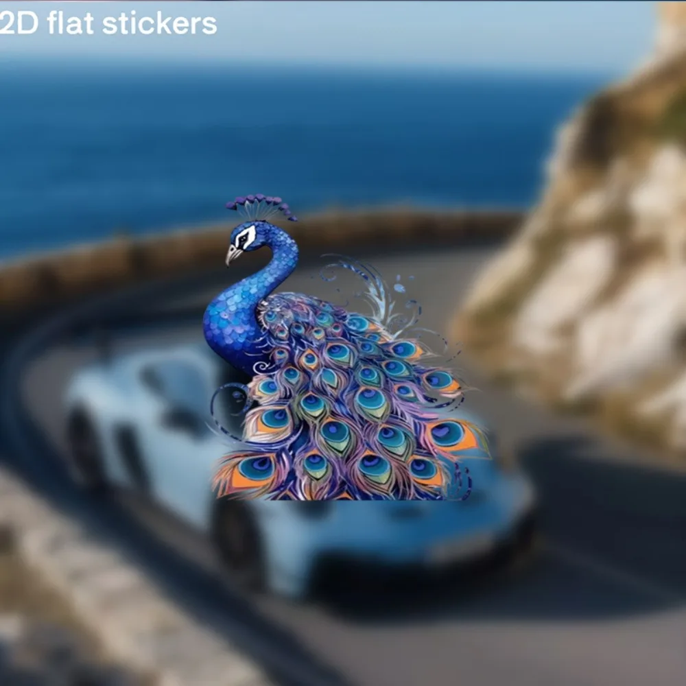

Decorative Stickers with Stunning Blue Peacock Design Car DIY Perfect for Cars Laptops Water Bottles Refrigerators Ideal