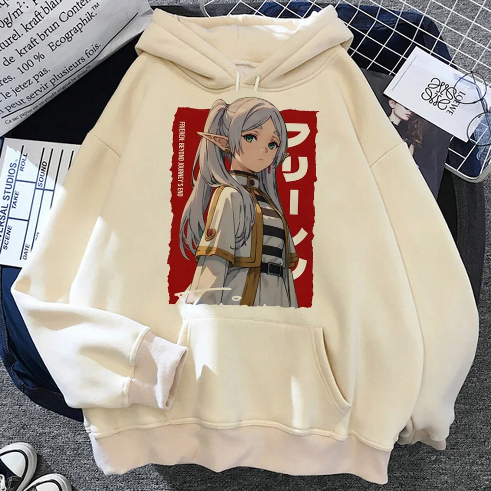 Frieren hoodie soft fabric elegant patterned anime sweater manga winter girl sweatshirts pullover comfortable patterned