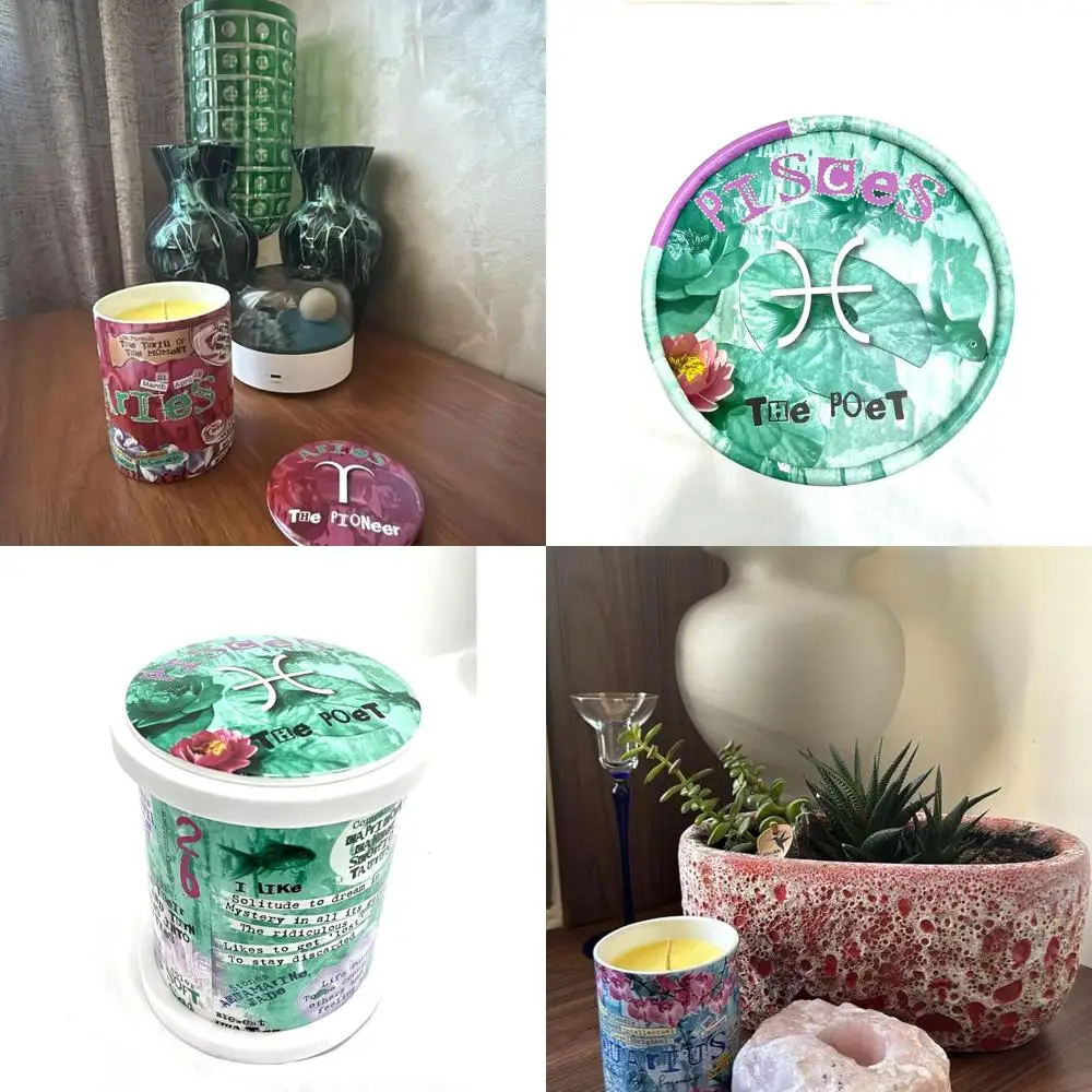 

Многоразовая керамическая свеча со знаком зодиака и жасмина Рыбы, 12,3 унции, 80-часовое время горения, идеальный астрологический подарок