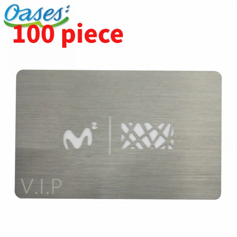 10 0piece.Custom.Cheap Custom Stainless Steel Brushed Laser Cut Metal Card