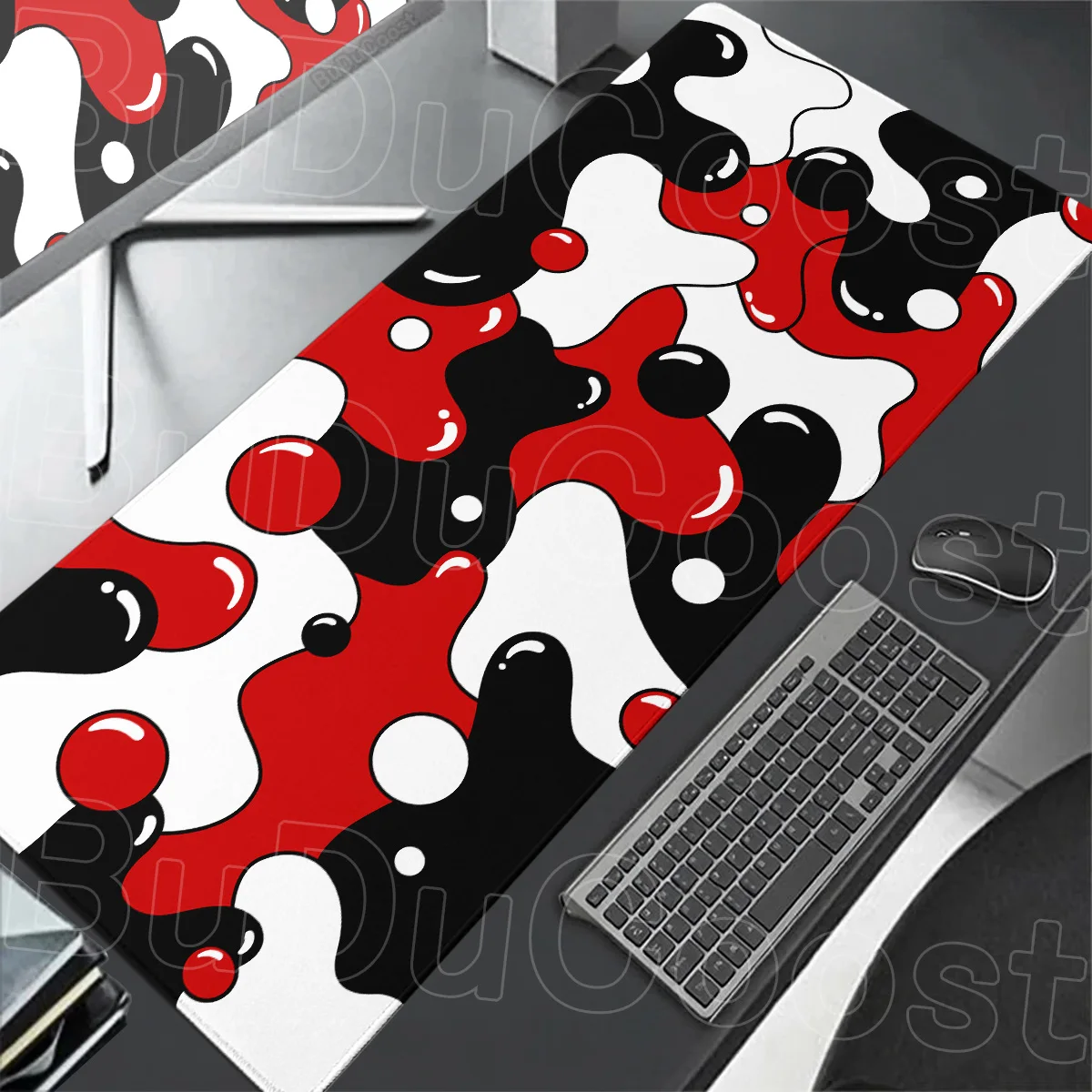 White Black Red Strata Liquid Gamer Speed Keyboard Pad Computer HD Print Anime Mouse Mat Notebook Home Bedroom Decorate Deskmats