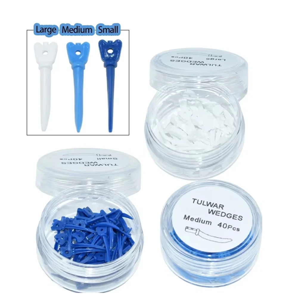40Pcs/box Dental Wedges Disposable Plastic Tooth Gap Wedges for Sectional Matrix Diastema with Hole Dual-Sided Use Dental Tools